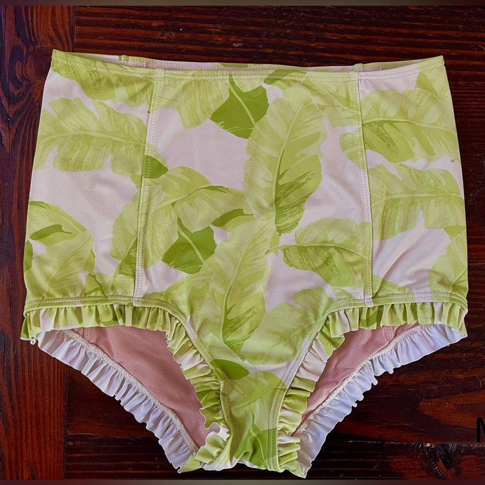 Kortni Jeane neon green palm all ruffled up bottoms